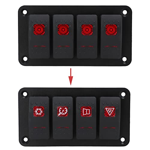 Panneau d'interrupteurs pour bateau et ATV étanche avec LED rouge - 3