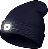 KAVAVO Gorro con luz, Gorro con luz LED Recargable por USB, Gorro de Punto con Calentador de Invierno Unisex para Caminar por la Noche, Pescar, Acampar, Cazar