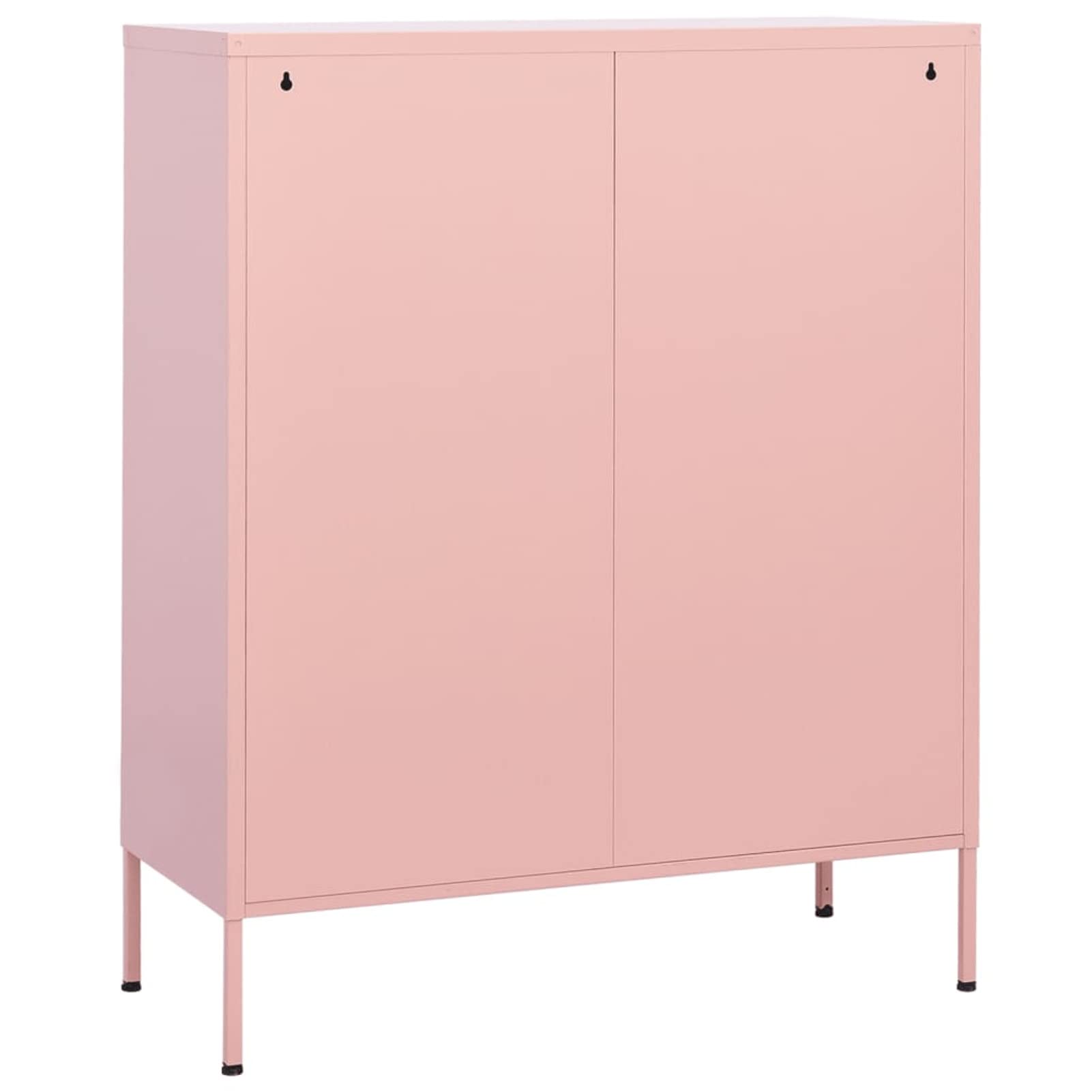 ZEYUAN Lagerschrank, Flurschrank, Putzschrank, Besenschrank, Aktenschrank, Schrank Schmal, Aufbewahrungsschrank, Vorratsschrank, Rosa 80x35x101,5 cm Stahl