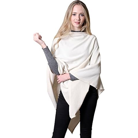 100% Organic Cotton 5-Way Knit Poncho Sweater Pullover Topper Wrap Cardigan (12 Colors) (Cream) Cover