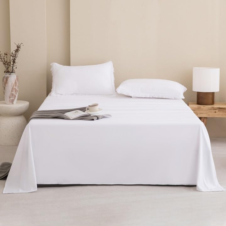 Image of Andency Queen Comforter Set with Sheets White -7 Pieces Boho Tassel Bed in a Bag Soft Lightweight Bedding Sets, All Season Fringe Bed Set with Comforter, Sheets, Pillowcases & Shams