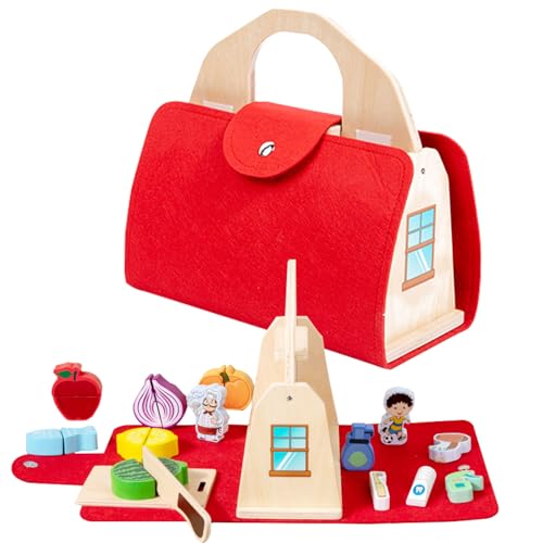 Juego de Juguetes de Cocina, Juego de Cocina | Niños de Madera cocinando Jugar Juguete de Cocina,Accesorios de Set de Feates Portables Educación temprana de Alimentos interactivos para 3 años+ niños