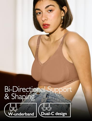 Image of Wireless Bra with Support, Seamless Bra for Women, Mesh Elegance Shaping Bra with Contrast Colored Straps