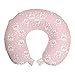 ABAKUHAUS búhos Cojín de Viaje para Soporte de Cuello, Búhos Rosados ​​Aves Floral, Viajes Siestas Leer Mirar TV, 30x30 cm, Pálida Rosa Blanca
