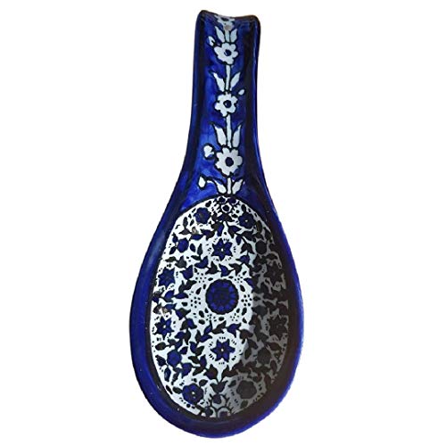 Mother's Gift Bluenoemi Armenian Ceramics Rest Spoon Blue Flowers Gift. Judaica gifts for the home. Blue ceramic.