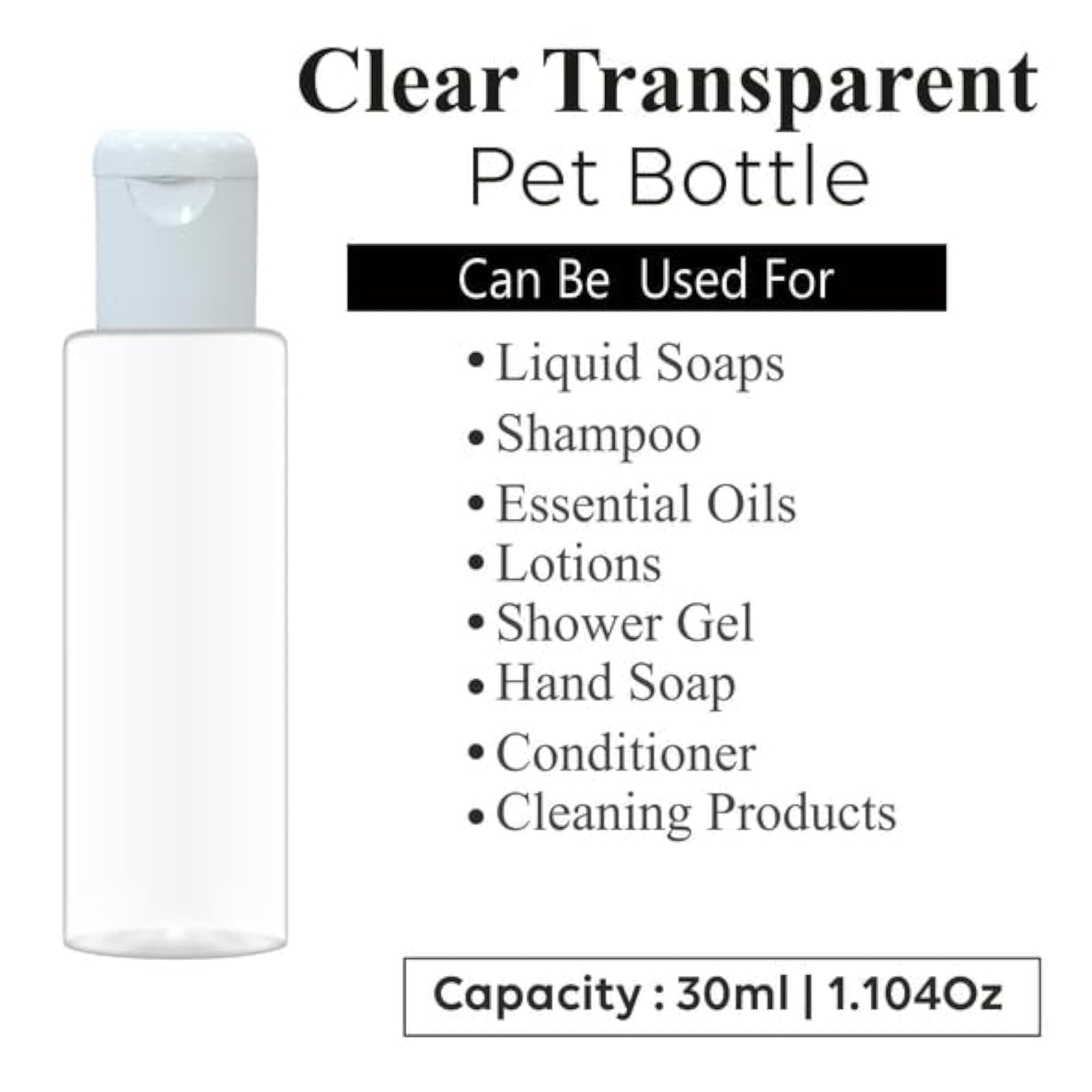 30ml Empty Clear Plastic Bottles for Travel Size Cosmetics