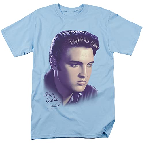 Popfunk Elvis Presley Big Portrait W Unisex Adult T -Shirt (Small) Light Blue
