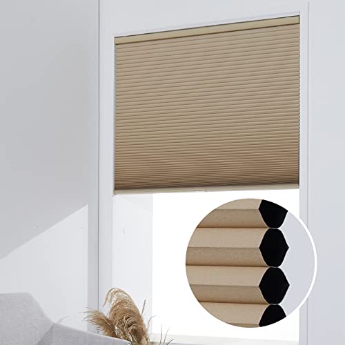 30" x 48" Persilux Cordless Blackout Cellular Window Shades (Beige) - image 6