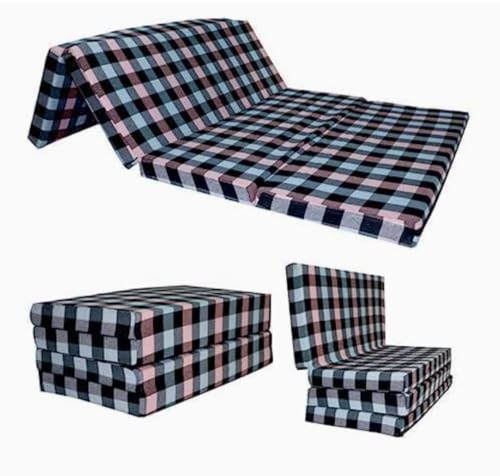 Image of Foldable Mattress, Cotton, Soft Foam, Portable Floor Sleeping Mat, Multicolour, 183x91x5 cm, for Single Bed, Travel, Outdoor Camping 004 SZ
