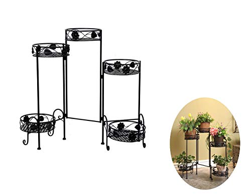 Dipamkar® H70cm - Estantería para Plantas de Metal Soporte de Flores con 5 Niveles Estantería Decorativa para Macetas Exterior Interior Jardín (no se Requiere ensamblaje)