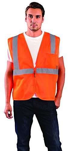Image of OccuNomix ECO-IMZ-O4X High Visibility Value Mesh Standard Zipper Safety Vest, Class 2, 100% ANSI Polyester Mesh, 4X-Large, Orange