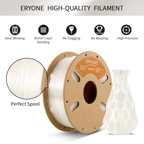 Image of ERYONE PLA Filament 1.75mm, 3D Printer Filament PLA, + /-0.03mm, 1kg(2.2lbs) /Spool, Transparent