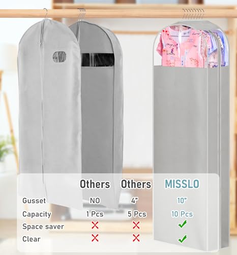 MISSLO 54" Long Garment Bags + 10" Gusseted Garment Bags3