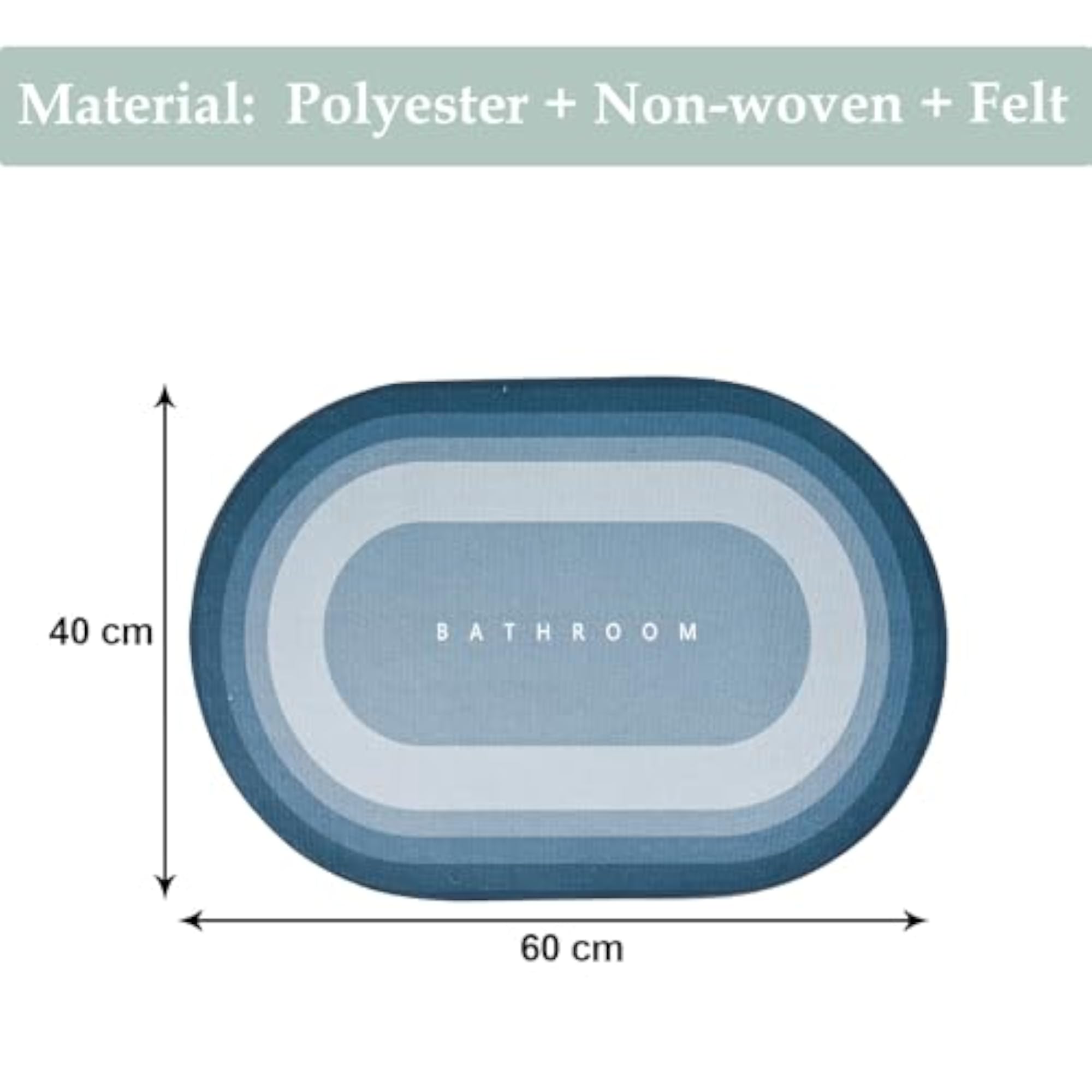 Oval Bathroom Mat, Soft Anti-Skid Bath Mat