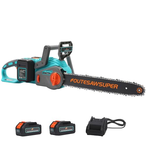 16-Inch Cordless Electric Chainsaw with 2x20V Batteries