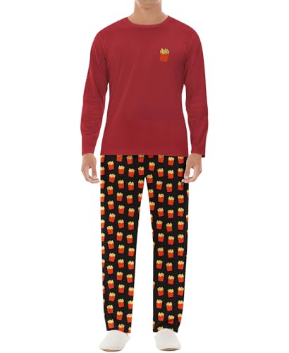 Image of Yoimira Mens Soft Pajama Set Short /Long Sleeve 2 Piece PJs with Pockets | Men's short /long sleeve pajama set, soft 2 piece PJs with pockets for sleepwear, loungewear, relaxing at home and nightwear