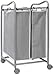 Simple Houseware 2-Bag Heavy Duty Rolling Laundry Sorter Cart, Silver – 2 Section Removable Bags and Lockable Wheels for Laundry Room Organization
