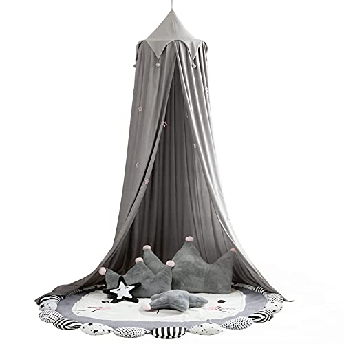 AOYAR Baby Bed Baldachin Kinderzimm Baldachin Kinderzimmer Betthimmel Kinder Maschengaze Moskitonetz Dekoratives Babyspielzelt für Schlafzimmer Ankleidezimmer Spiel Lesen Zeit Höhe Höhe 240cm Grey Cover