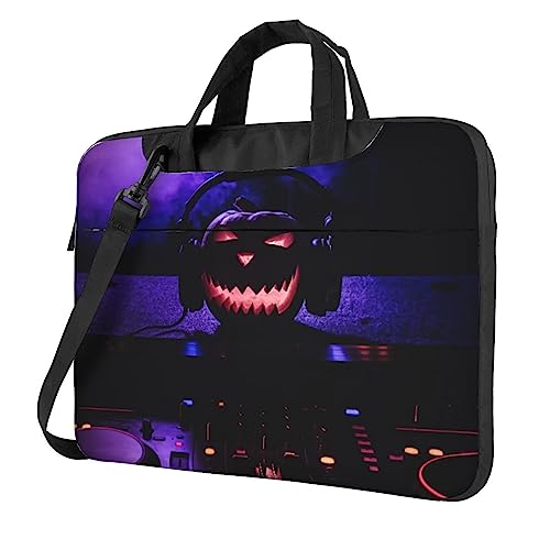 Sac bandoulière étanche ordinateur 13 pouces noir citrouille Halloween écouteurs