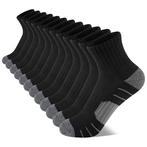 Comfoex 12 Pairs Boys Socks kids Cushioned Sport Short Quarter Athletic Sock For Little Big Kids 6-8 8-10 years