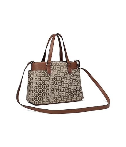 Image of Tommy Hilfiger Evelyn II Convertible Satchel-Square Monogram Jacquard