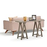SIMPLIHOME Sawhorse SOLID WOOD 66 inch Wide Modern Industrial Wide Console Sofa Entryway Table in...