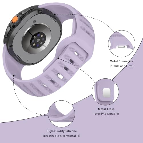 Eiavike Silicone Sport Band For Samsung Galaxy Watch 8 40mm 44mm/Galaxy Watch 8 Classic 46mm, Adjustable Replacement Soft Waterproof Strap for Men Women (Lavender) - image 2