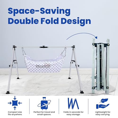 Image of MamaLaps PRO Manual Double Foldable Baby Cradle Frame | Heavy-Duty Stainless Steel Cradle Frame for Babies | Swing Palna Zula for Baby Boys & Girls | 7 Kg Frame | Portable Cot