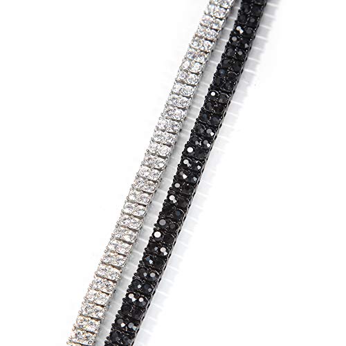 2-Row 8-Inch Iced Out Rhinestone Black or Silver Tennis Chain Men's Women's Bling Hip Hop Bracelet4