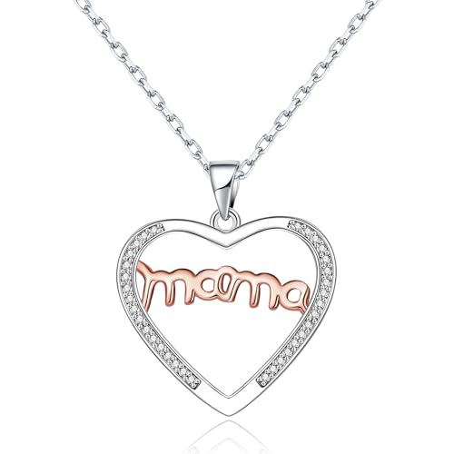Momlovu Mom Necklace Mama Necklace LOVE Necklace for Women Rose Gold Necklace for Mom Mothers Day Gifts