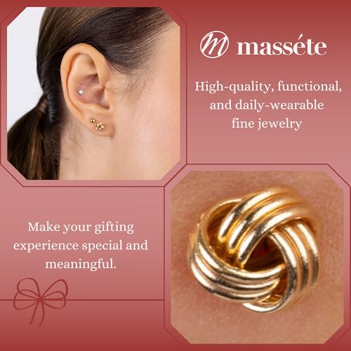 Massete Love Knot Earrings - 14k Women's Gold Earrings, Elegant Stud Earrings for Women, Girls, Teens - Classic 5mm Yellow Gold Earrings4