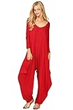 Annabelle Women's Long Sleeve Comfy Harem Jumpsuits Romper with Pockets