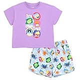 Disney Inside Out Big Girls T-Shirt and French Terry Shorts Outfit Set Lavender/Blue Inside Out 10-12