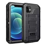 Beeasy for iPhone 12 Case Waterproof Heavy Duty Shockproof Tough Metal Armour Cover Dustproof Built-in Screen Protector, Robust 360 Full Body Military Protective Rugged Case for iPhone 12 6.1inch