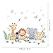 Cartoon Wall Stickers Jungle Animals Wall Decals for Kids Bedroom Nursery & Play Room Baby Room Decor