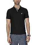 Nautica Men's Stainably Crafted Slim Fit Performance Deck Polo, True Black, XLarge