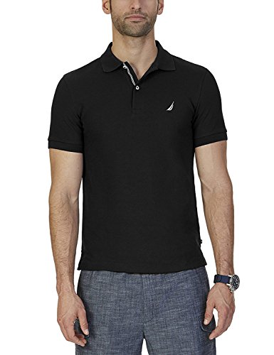 Nautica Men's Stainably Crafted Slim Fit Performance Deck Polo, True Black, XLarge