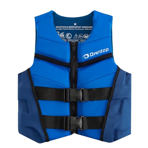 Owntop Swim Vest Kids Youth 50-90 lbs Neoprene Swim Jacket Lightweight Quick-Dry Buckles Zipper for Swimming Training Kayak Boating Watersports (Dark Blue M)