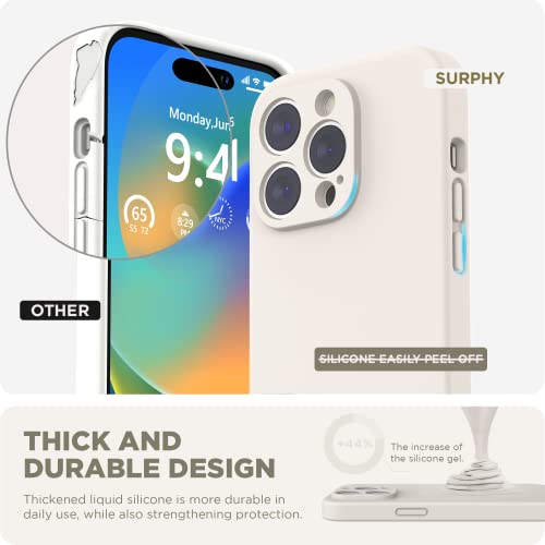 Surphy Designed For Iphone 14 Pro Max Case With Screen Protector, (With Camera Protection + Soft Microfiber Lining) Liquid Silicone Phone Case, Stone #TOP2
