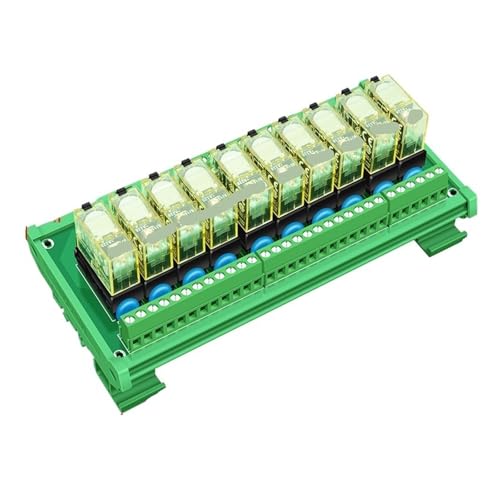 Relais de puissance DPDT 12A à 10 canaux pour montage rail DIN mince