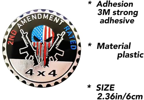 Image of 4 x 4 Metal Automotive Badge 3D Metal Emblems Round Emblem Decals Car Badge Decals Stickers Compatible with Jeep Wrangler Vehicles Trucks SUV (2ND)