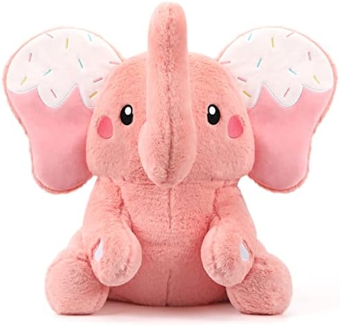 i-FSK Pink Elephant Weighted Stuffed Animal, 16" 4.6lbs Weighted Plush Animal Throws Pillow, Big Plushies Dino Toy Gifts for Kids Boys Girls, Cute Kawaii Cuddle Sensory Toy for Adults