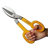 TOOLMAK Tin Snips 10 Inch Straight Pattern Tinners Snips with Comfort Grip Sheet Metal Cutting Shears Heavy Duty