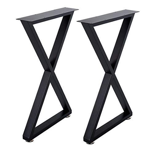 Metal Table Leg Desk Legs Furniture Legs Table Legs,Metal Legs for Desk,Dinning Table Legs,DIY Iron Legs(2Pcs) (X-28''H18''W, Black)