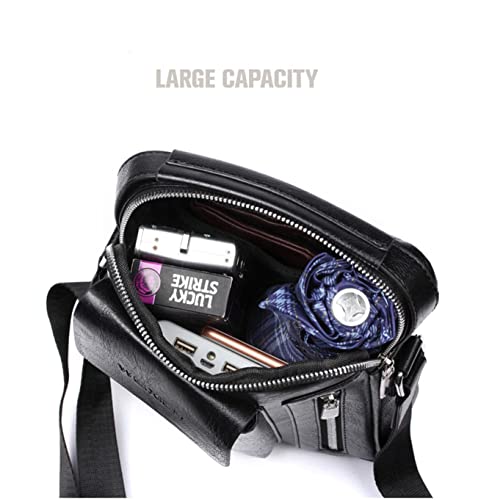 WEIXIER bolsa de couro transversal para iPad de 9,7 polegadas bolsa mensageiro masculina Preto, Medi