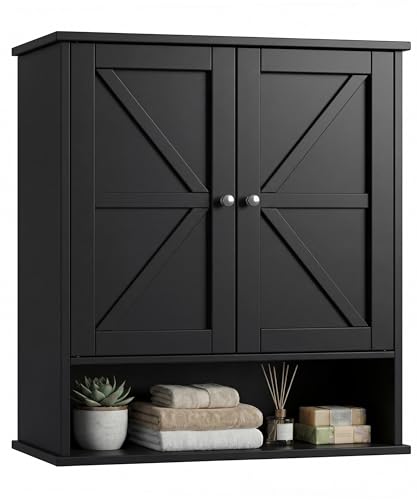 Keehusux 23.6" W x 27.6" H Large Black Bathroom Wall