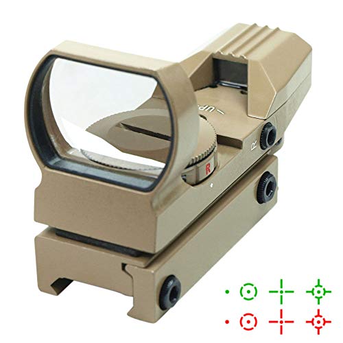 DB TAC Red and Green Reflex Sight with 4 Reticles - Picatinny/Weaver Rails，Tan