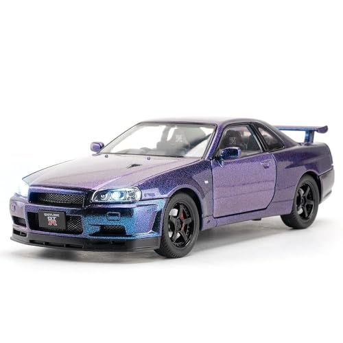 Image of 1:24 Nissan GTR Skyline R34 Diecast Metal Pull Back Car Color Sent as per Stocks