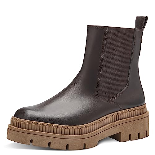 MARCO TOZZI Damen Chelsea Boots Vegan zum Schlupfen, Braun (Mocca/Nature), 38 EU