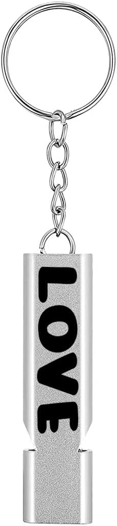 Premium Lifeguard Safety Emergency Loud Survival Whistles with Keychain High Pitch Double Tubes for Outdoor Camping Hiking Boating Hunting Fishing Kayak Kids Rescue Signaling(Love1